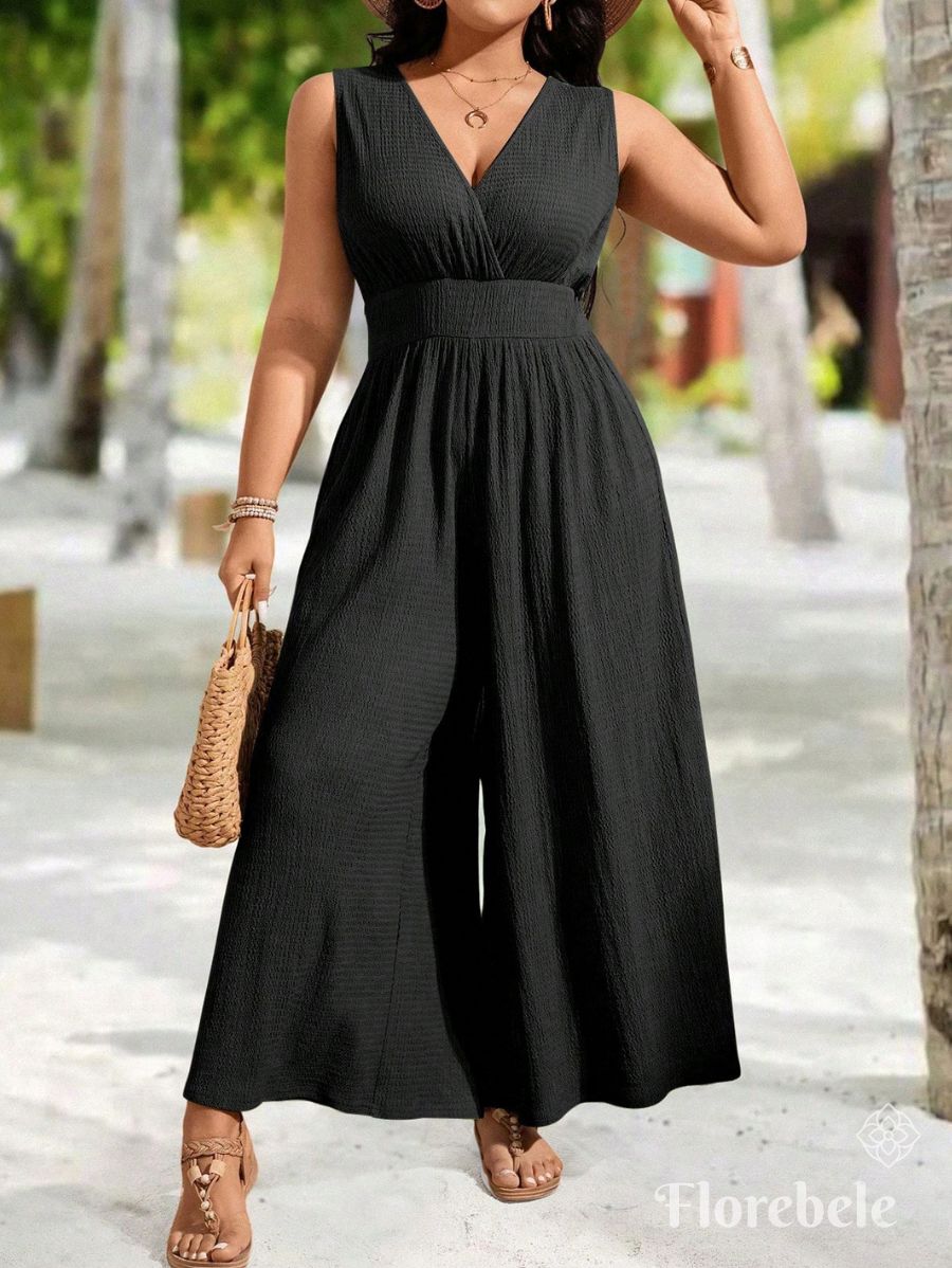 ENTERITO CON TEXTURA Y ESCOTE EN V Enterito Plus Size 09 Florebele 