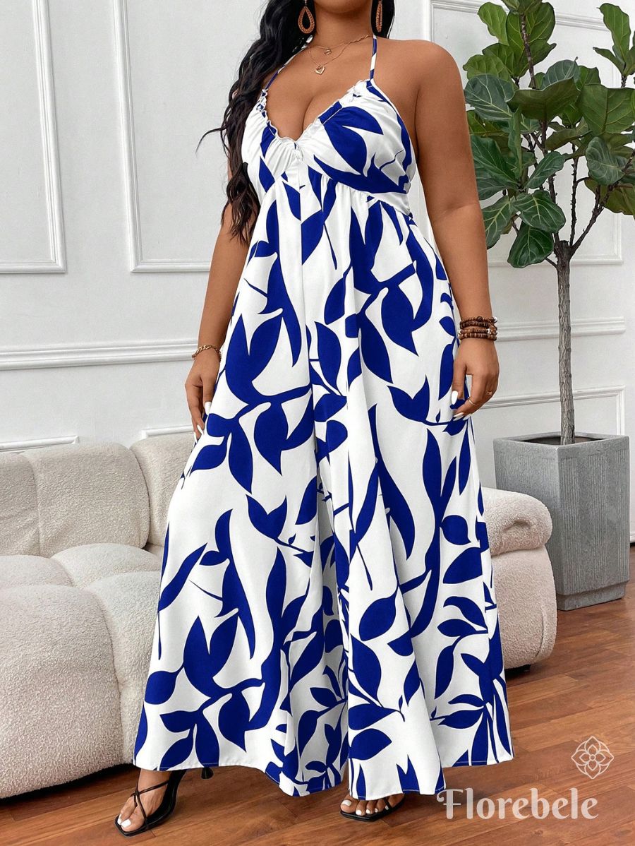 ENTERITO ESTAMPADO CON TIRANTES Enterito Plus Size 07 Florebele Azul 0XL 