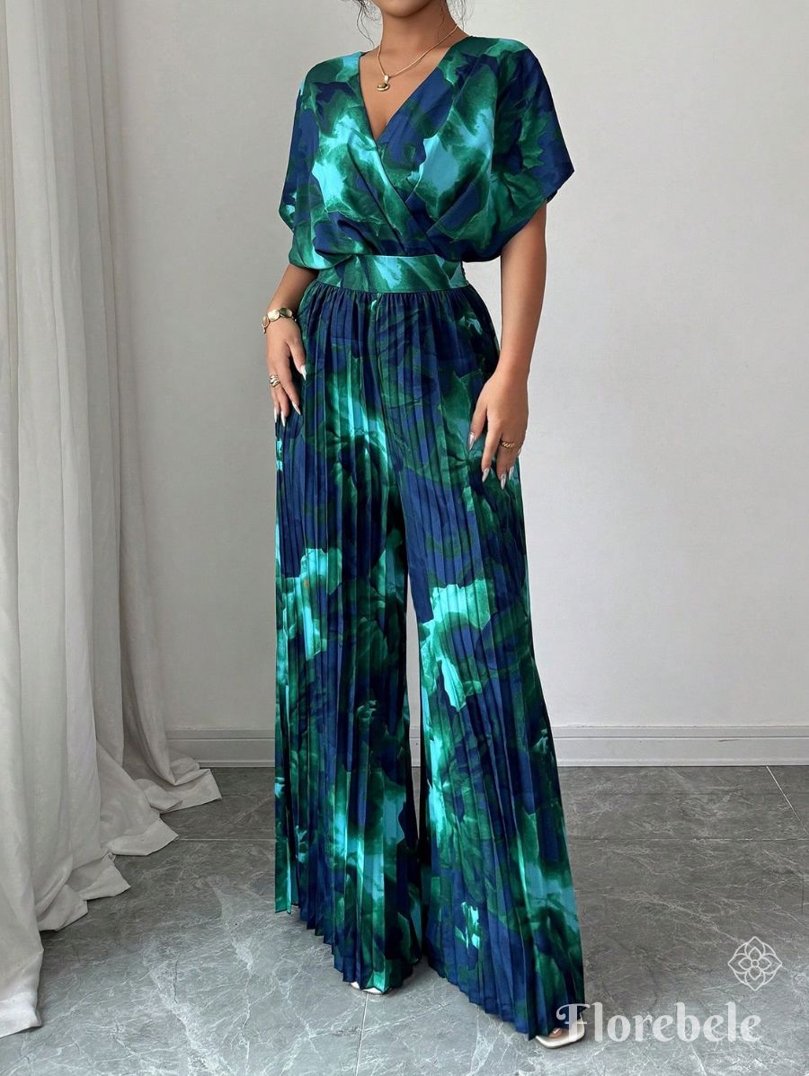 ENTERITO PLISADO CON ESCOTE EN V Enterito 09 Florebele Verde S 