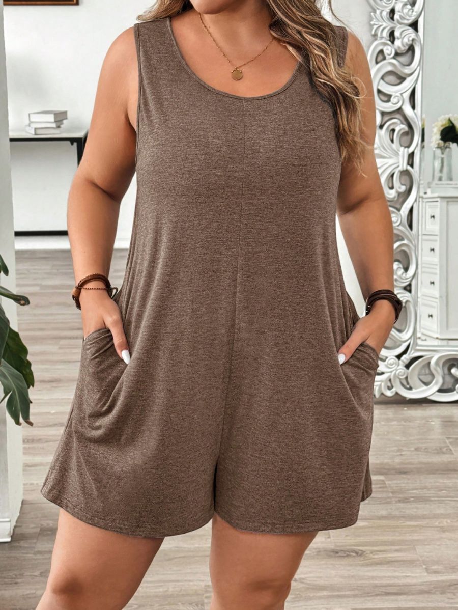 ENTERITO SIN MANGAS CORTO Enterito Plus SIze 07 Florebele Marrón 0XL 