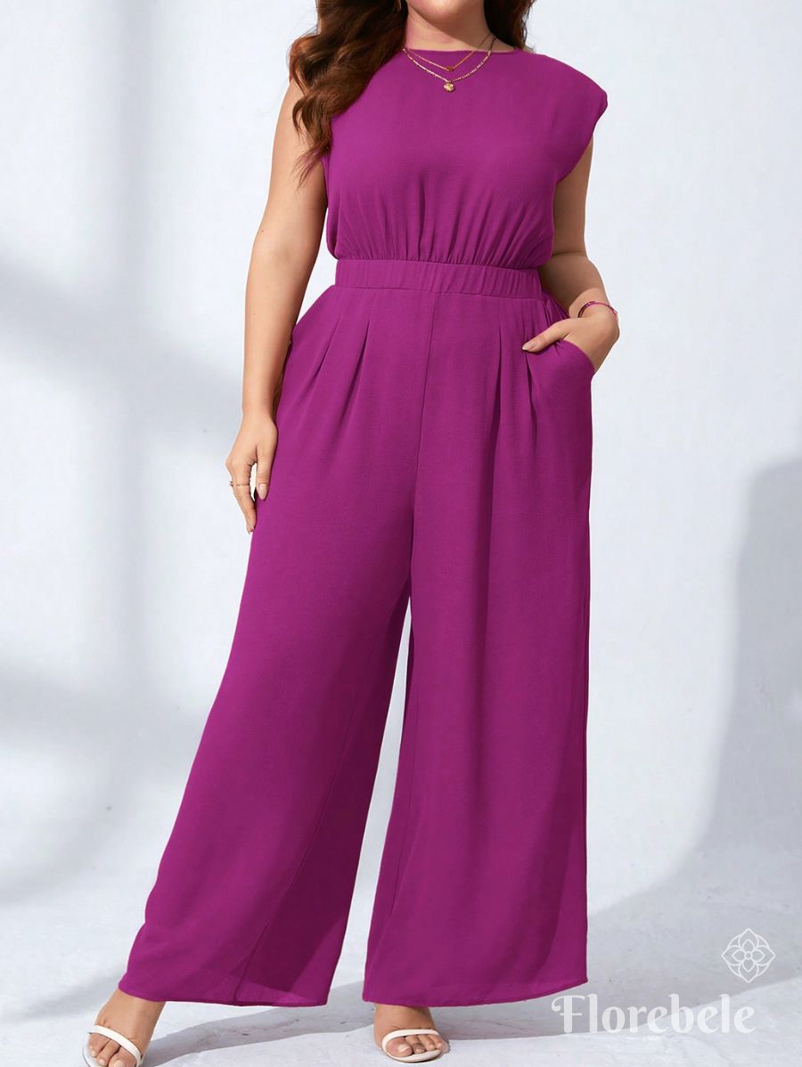 ENTERITO UNICOLOR CON CINTURA ELÁSTICA Enterito Plus Size 08 Florebele Violeta 0XL 