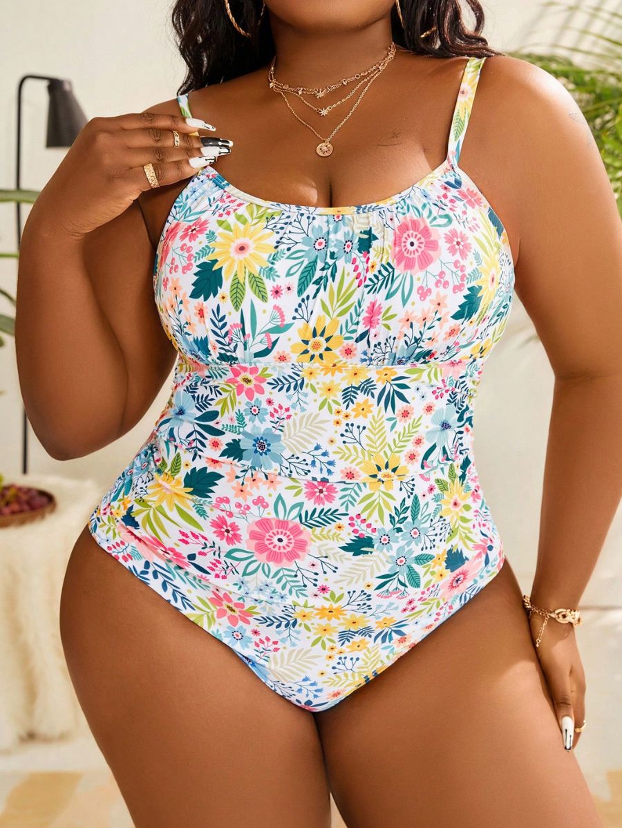 ENTERIZA CON BUSTO FRUNCIDO FLORAL Enteriza Plus Size 16 Florebele 