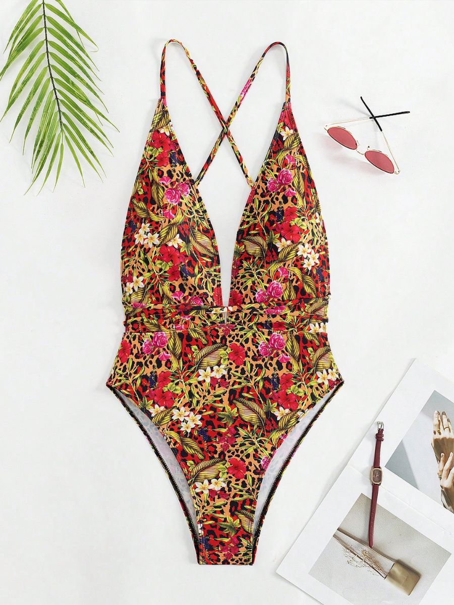 ENTERIZA CON ESTAMPADO LEOPARDO Y FLORAL Enteriza 30 Florebele 