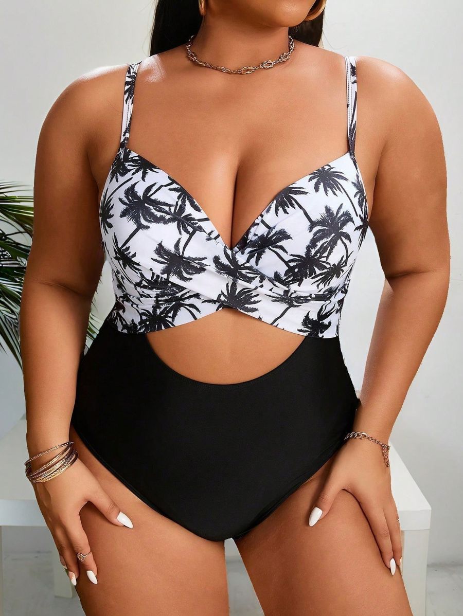 ENTERIZA CON PUSH UP Y ESTAMPADO DE PALMERAS Enteriza Plus Size 21 Florebele 0XL 