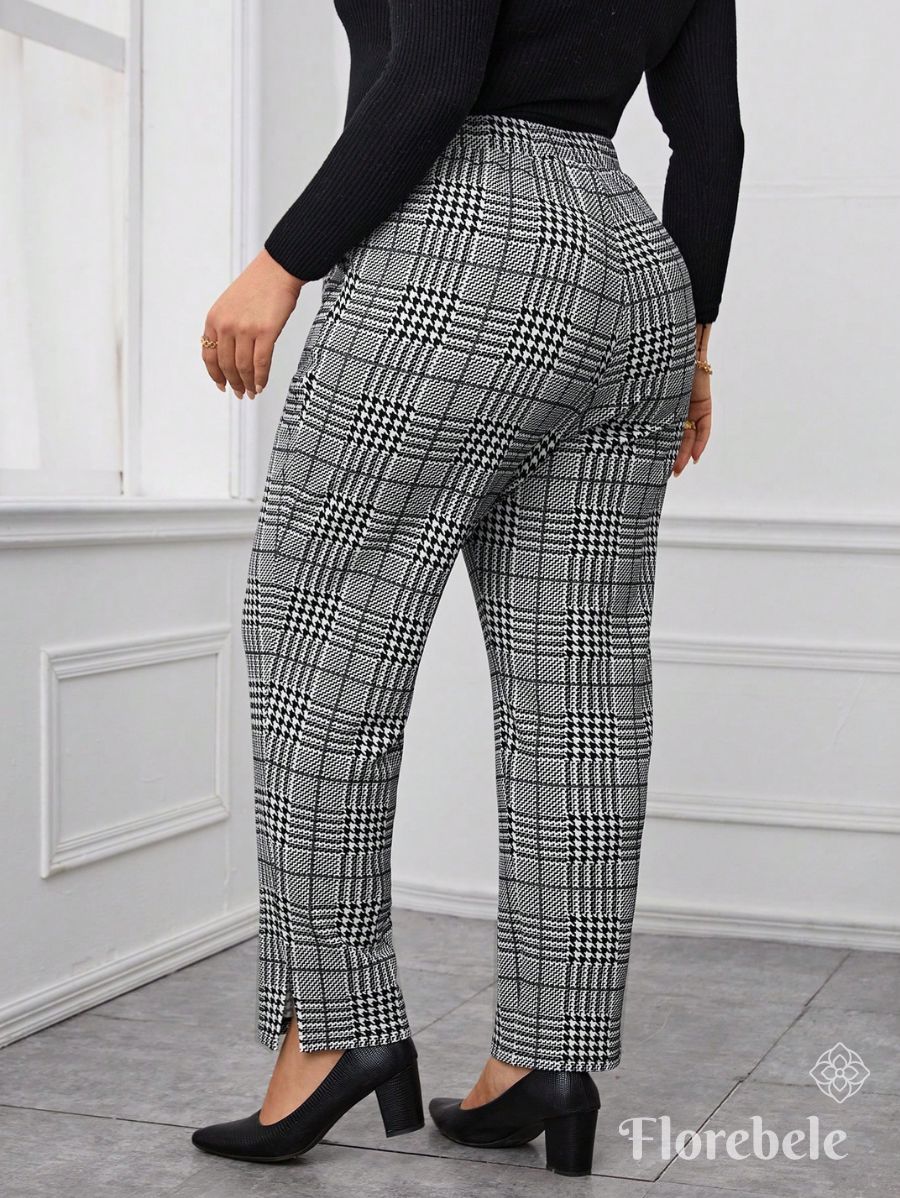 PANTALÓN A CUADROS ELÁSTICO Pantalón Plus Size 06 Florebele 