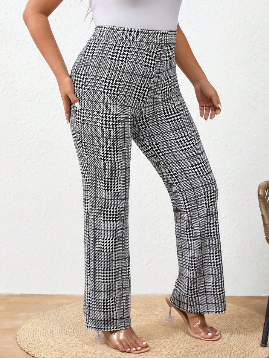 PANTALÓN A CUADROS ELASTIZADO Pantalón Plus Size 14 Florebele 