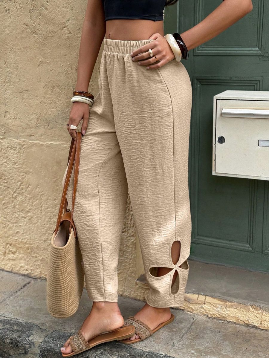 PANTALÓN CON DETALLE DE ABERTURA Pantalón 15 Florebele Beige S 