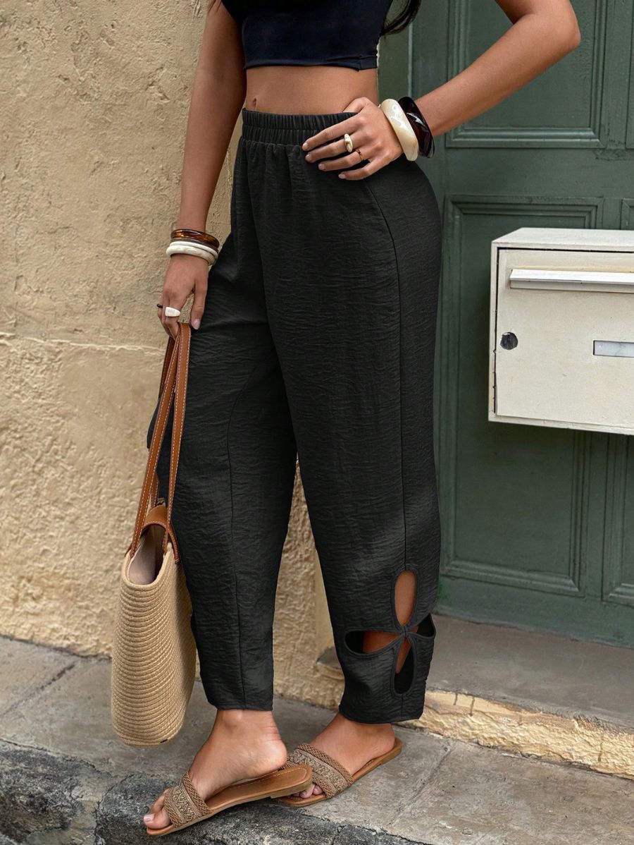 PANTALÓN CON DETALLE DE ABERTURA Pantalón 15 Florebele Negro S 
