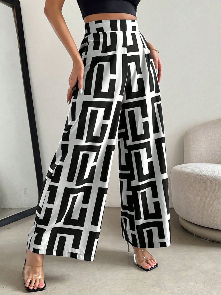 PANTALÓN CON ESTAMPADO GEOMÉTRICO Pantalón 12 Florebele 