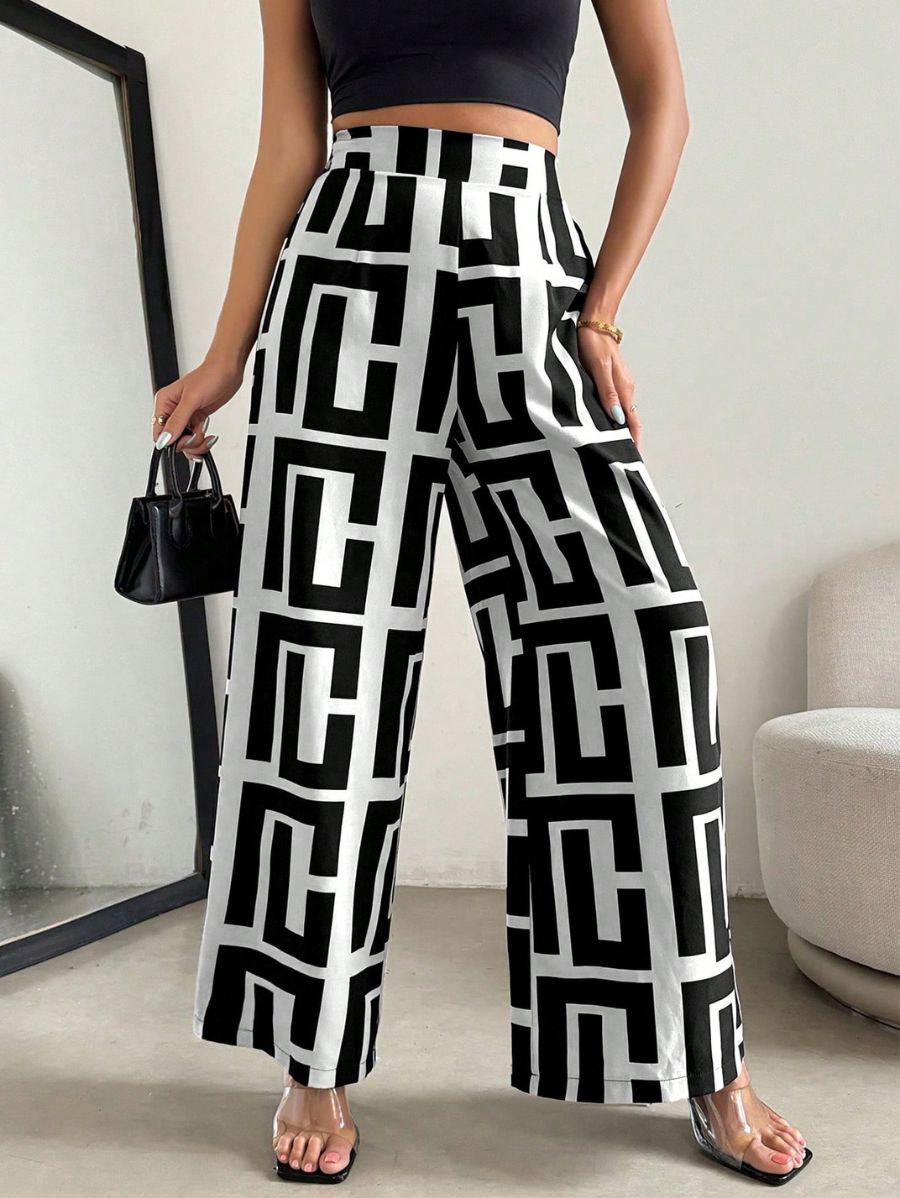 PANTALÓN CON ESTAMPADO GEOMÉTRICO Pantalón 12 Florebele S 