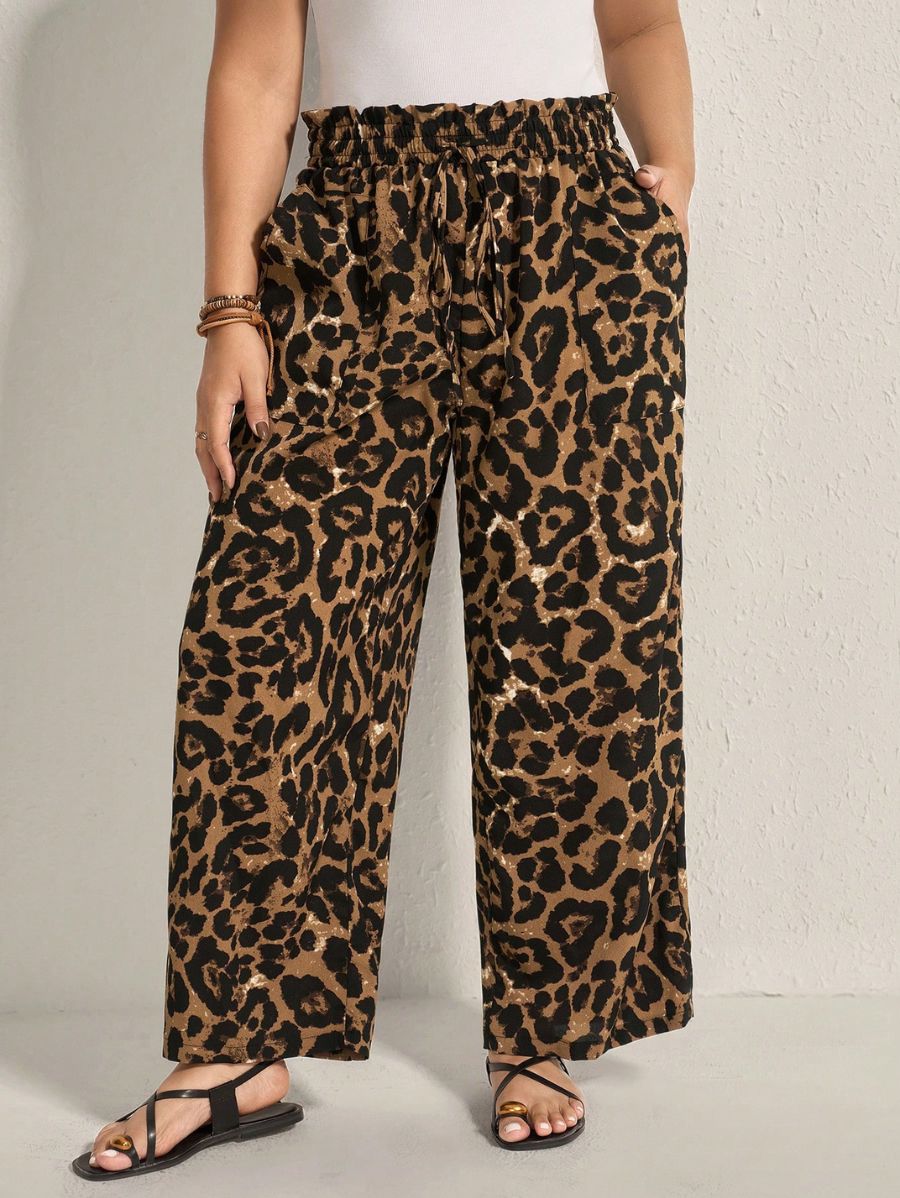 PANTALÓN CON ESTAMPADO LEOPARDO Pantalón Plus Size 10 Florebele 0XL 