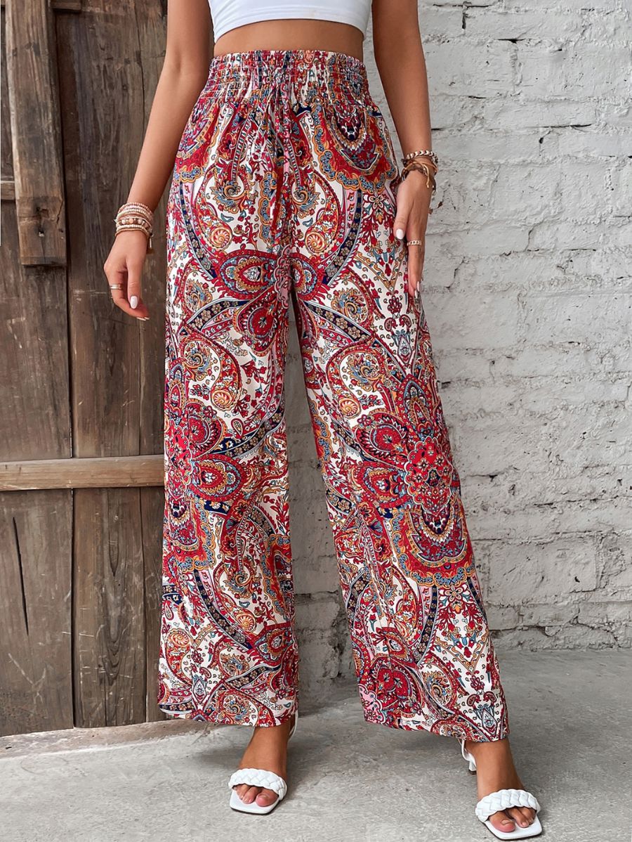 PANTALÓN CON ESTAMPADO PAISLEY Pantalón 27 Florebele Rojo XS 
