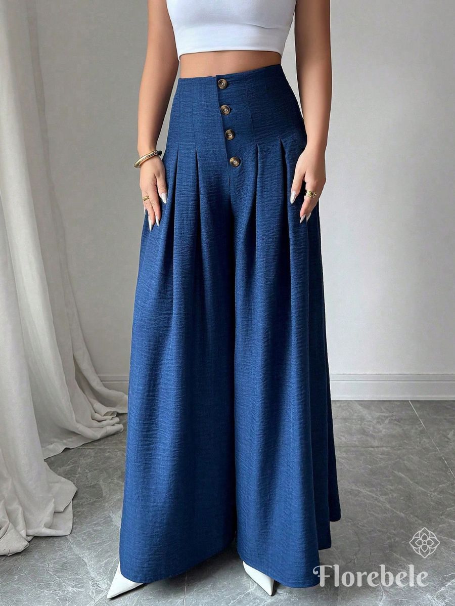 PANTALÓN CON PLIEGUES Y BOTONES Pantalón 17 Florebele 