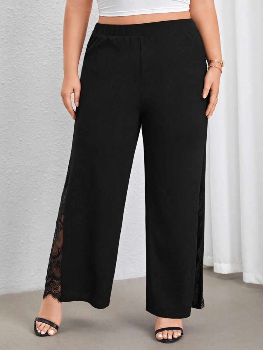 PANTALÓN CON TRANSPARENCIA LATERAL Pantalón Plus Size 07 Florebele 