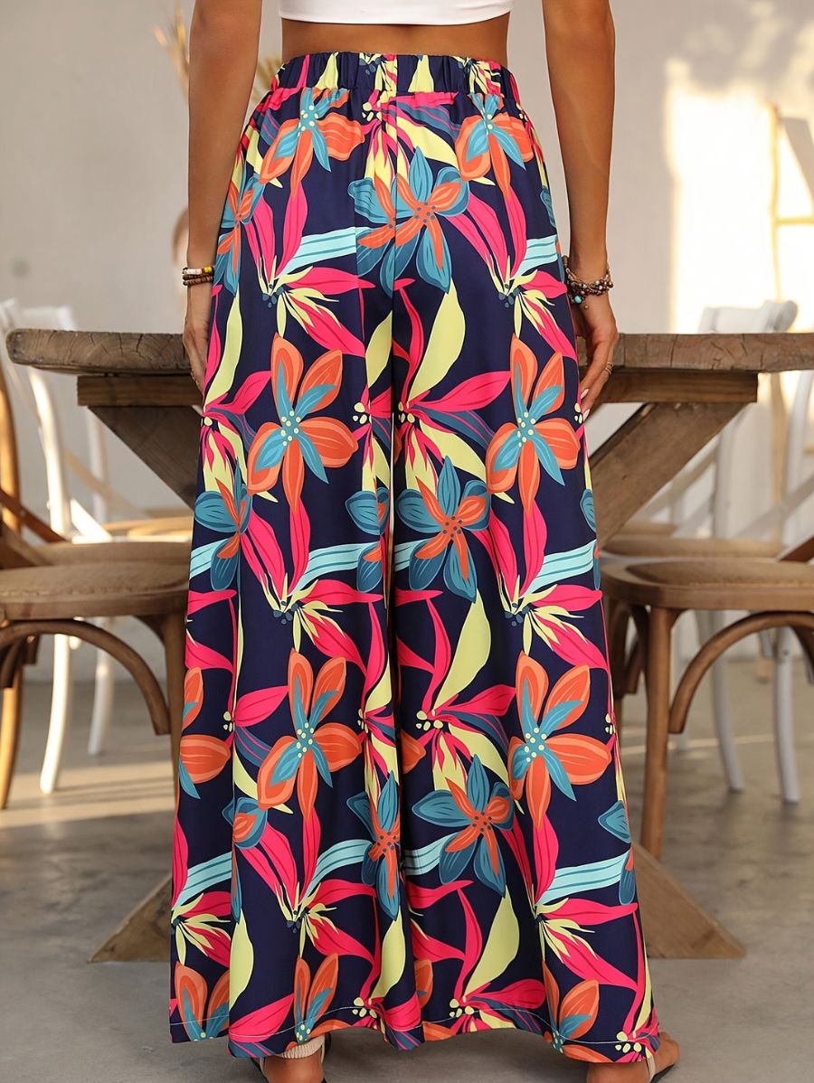 PANTALÓN DE PIERNA ANCHA CON ESTAMPADO TROPICAL Pantalón 06 Florebele 