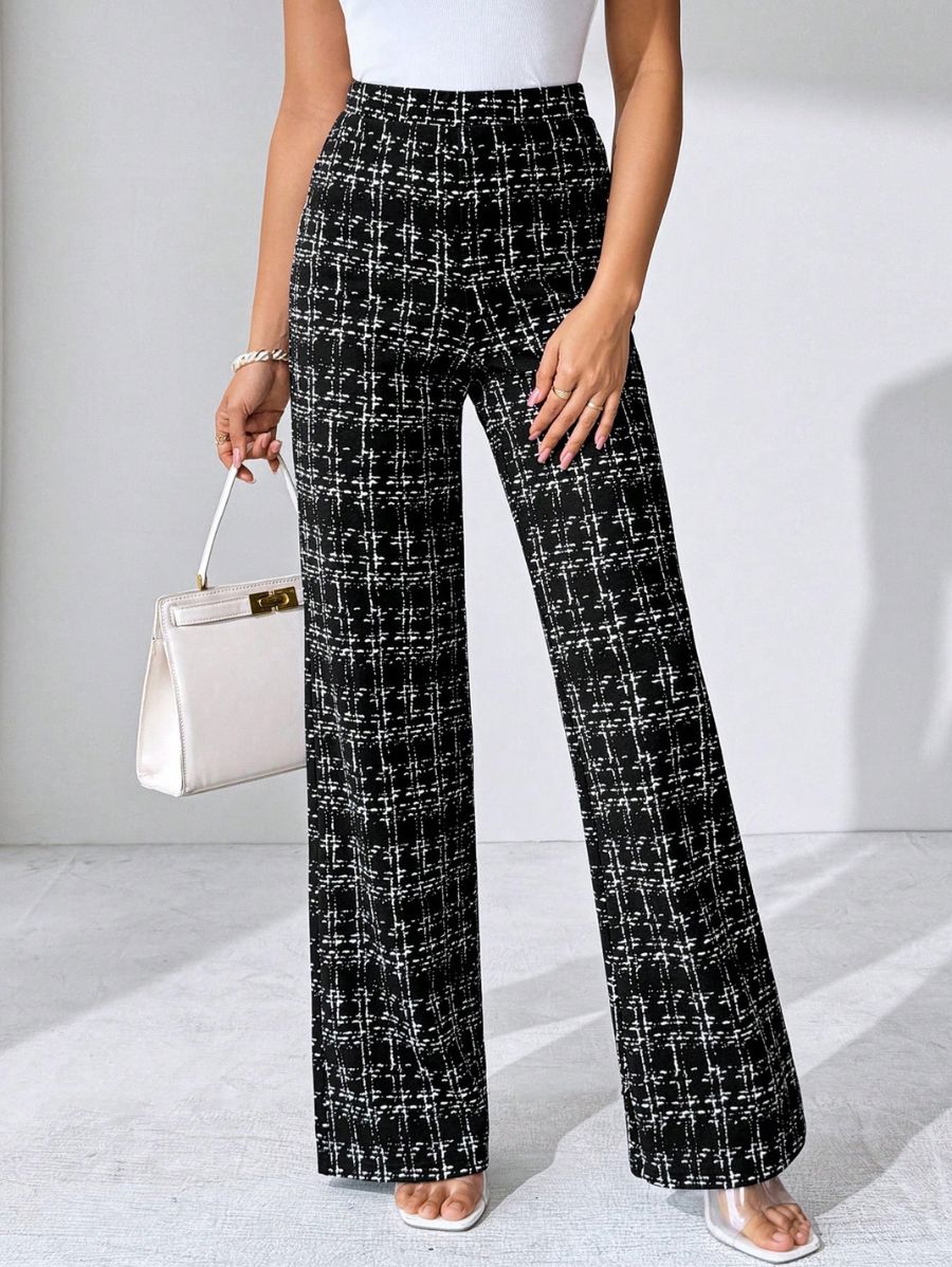 PANTALÓN ELÁSTICO A CUADROS Pantalón 38 Florebele Negro S 