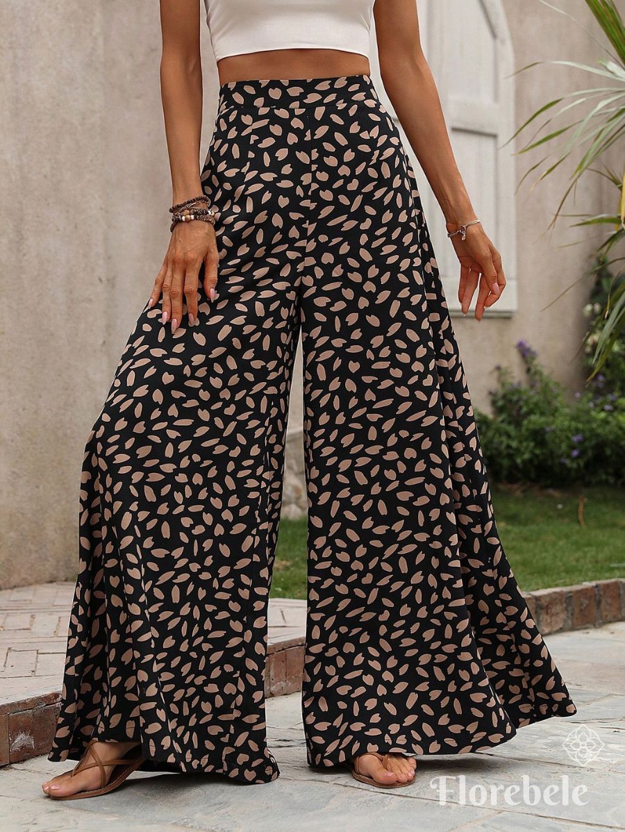 PANTALÓN HOLGADO CON ESTAMPADO Pantalón 03 Florebele Beige S 