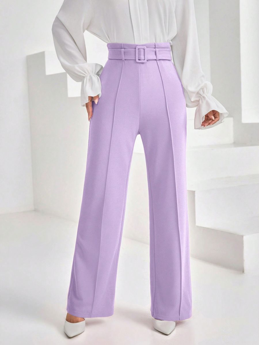 PANTALÓN LISO CON CINTURÓN Pantalón 37 Florebele Violeta XS 