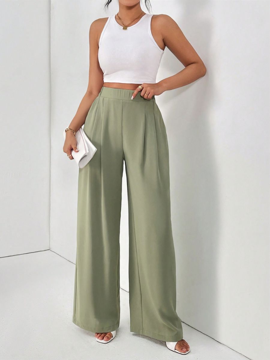 PANTALÓN UNICOLOR CON CINTURA ELÁSTICA Pantalón 01 Florebele 