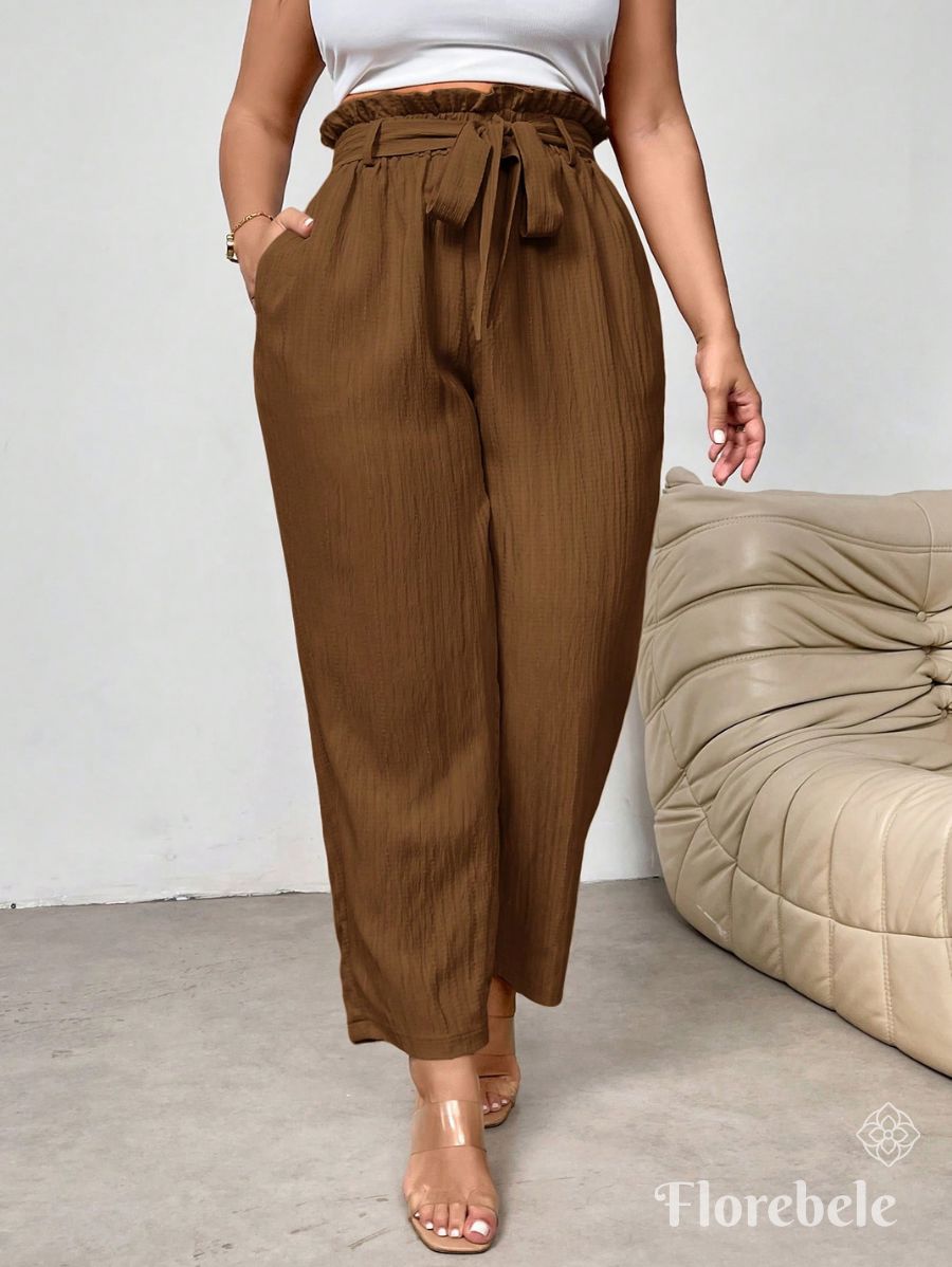 PANTALÓN UNICOLOR CON LAZO Pantalón Plus Size 10 Florebele 