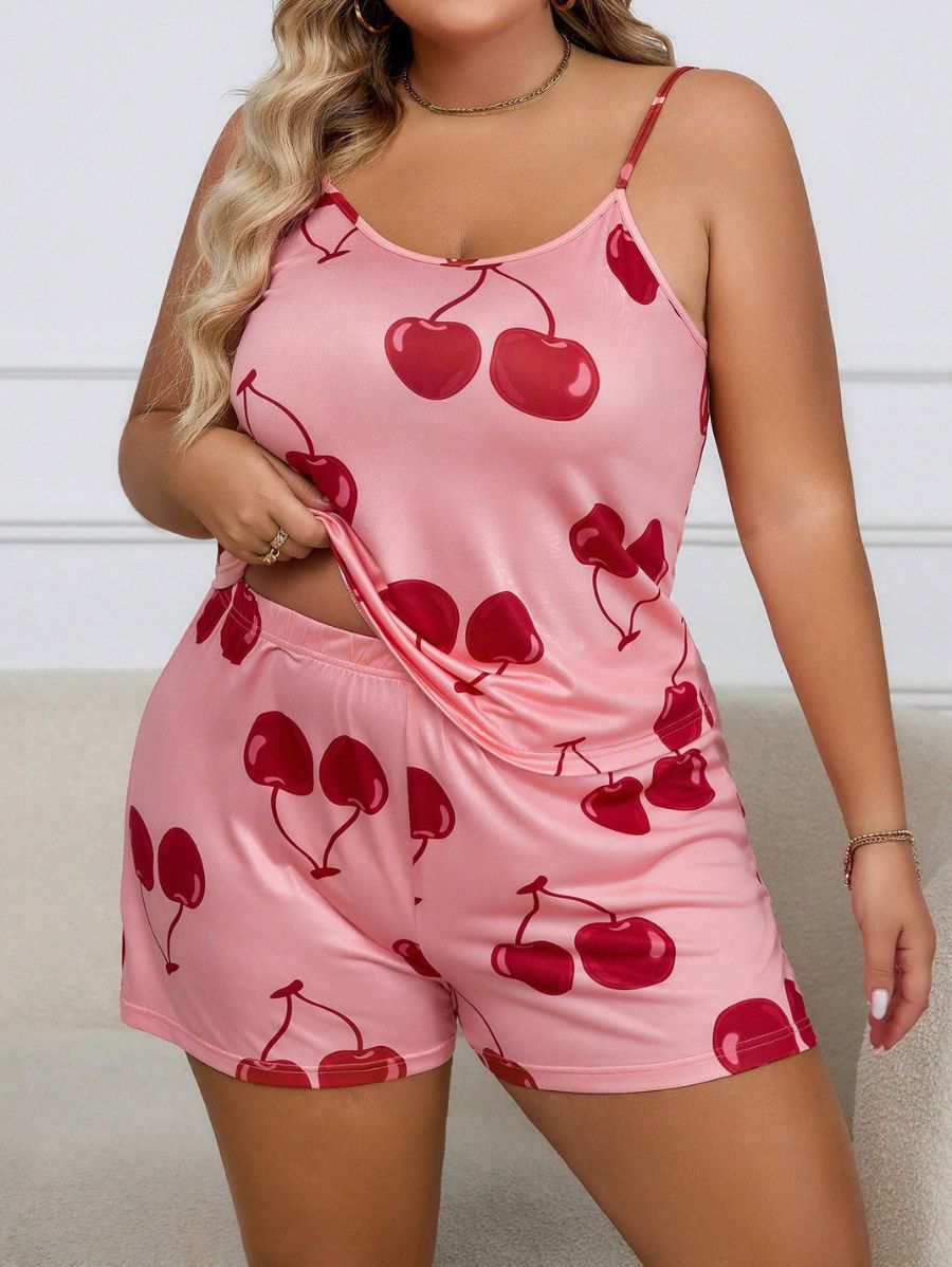 PIJAMA CON ESTAMPADO DE CEREZAS Pijama Plus Size 06 Florebele 0XL 