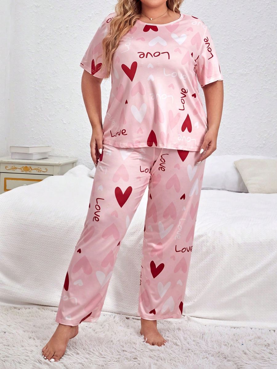 PIJAMA CON ESTAMPADO DE CORAZONES Pijama Plus Size 08 Florebele 1XL 