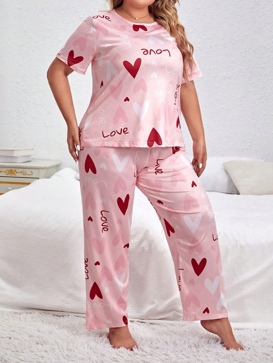 PIJAMA CON ESTAMPADO DE CORAZONES Pijama Plus Size 08 Florebele 