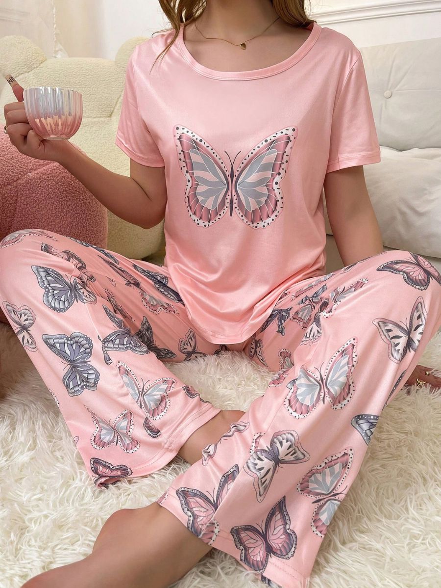 PIJAMA CON ESTAMPADO DE MARIPOSAS Pijama 05 Florebele Rosa S 