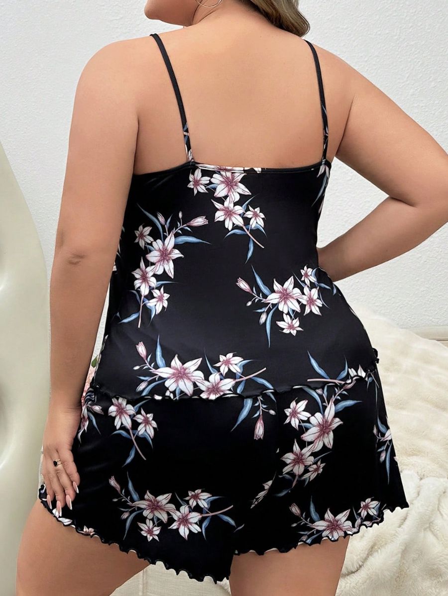 PIJAMA CON ESTAMPADO FLORAL DE TIRANTES Pijama Plus Size 02 Florebele 