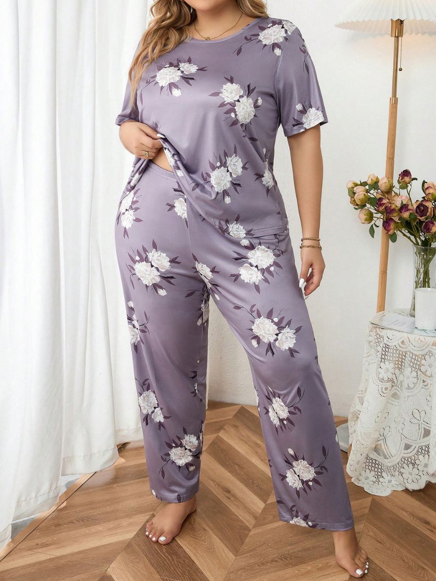 PIJAMA CON ESTAMPADO FLORAL Pijama Plus Size 07 Florebele 1XL 