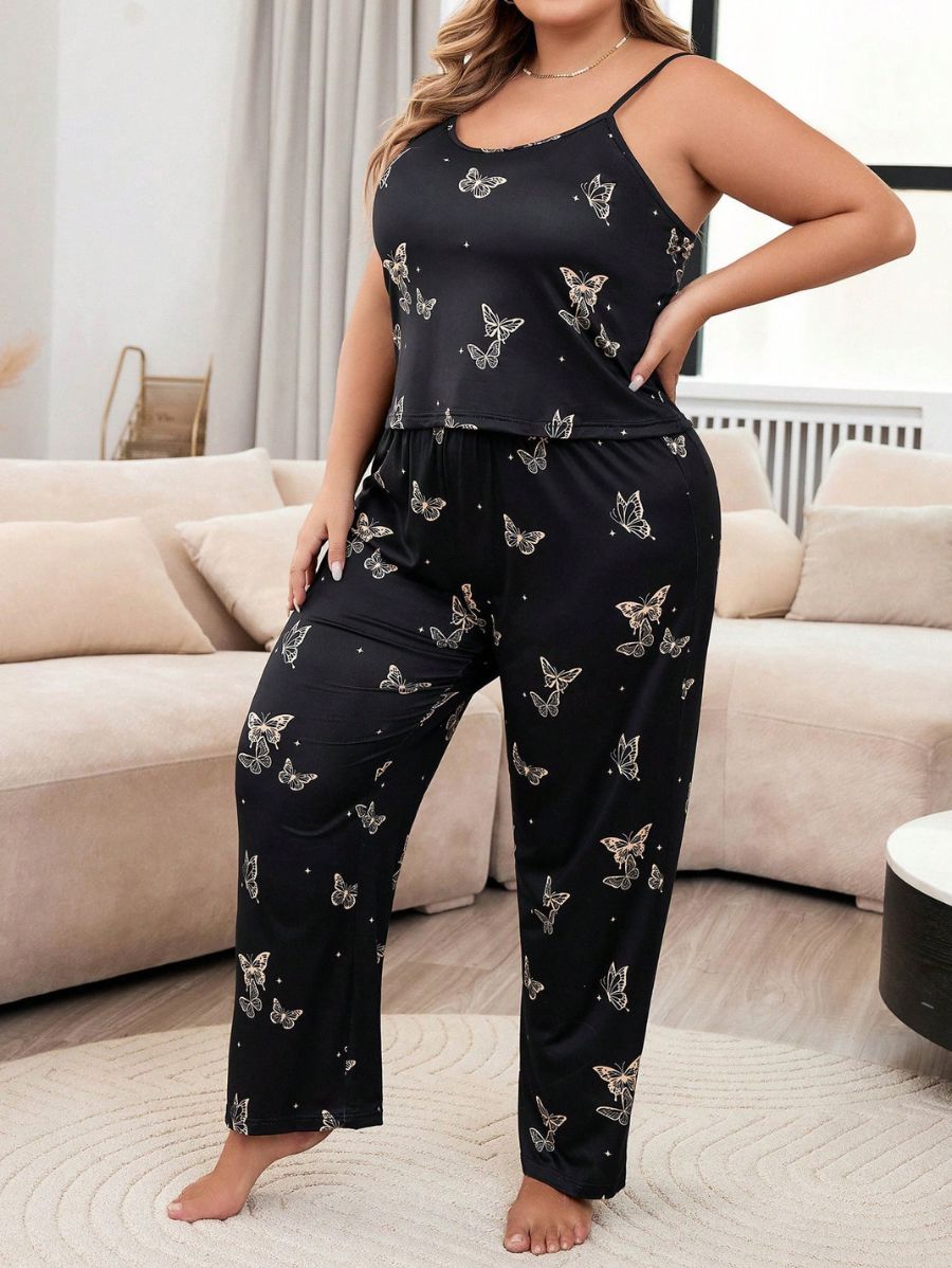 PIJAMA DE TIRANTES CON ESTAMPADO DE MARIPOSAS Pijama Plus Size 05 Florebele 1XL 