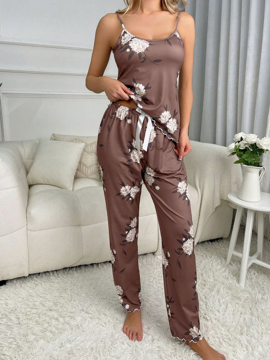PIJAMA DE TIRANTES CON ESTAMPADO FLORAL Y LAZO Pijama 03 Florebele 