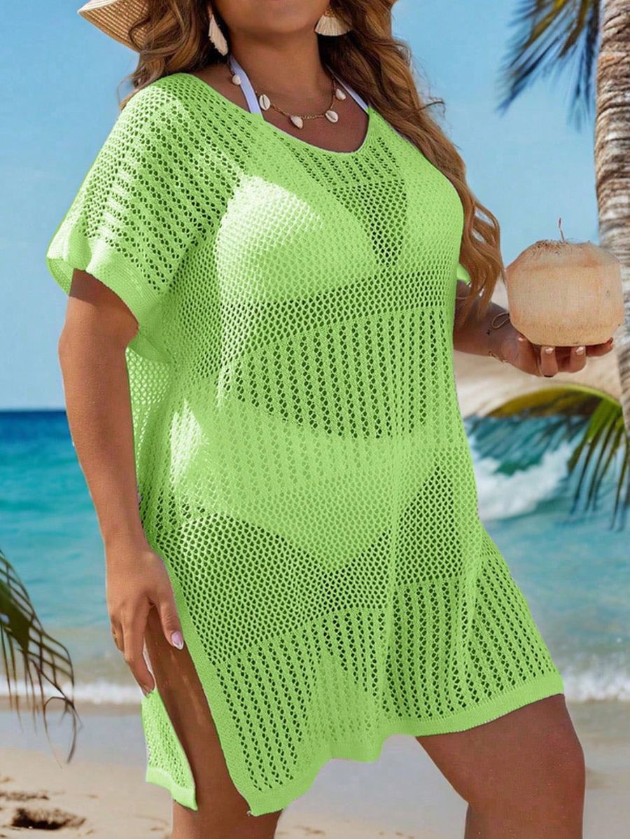 SALIDA DE PLAYA CALADA CON ABERTURAS LATERALES Salida de Playa Plus Size 20 Florebele 