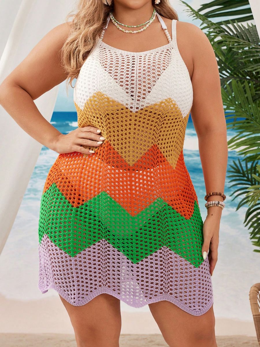 SALIDA DE PLAYA CON BLOQUES DE COLOR Salida de Playa Plus Size 07 Florebele 0XL 