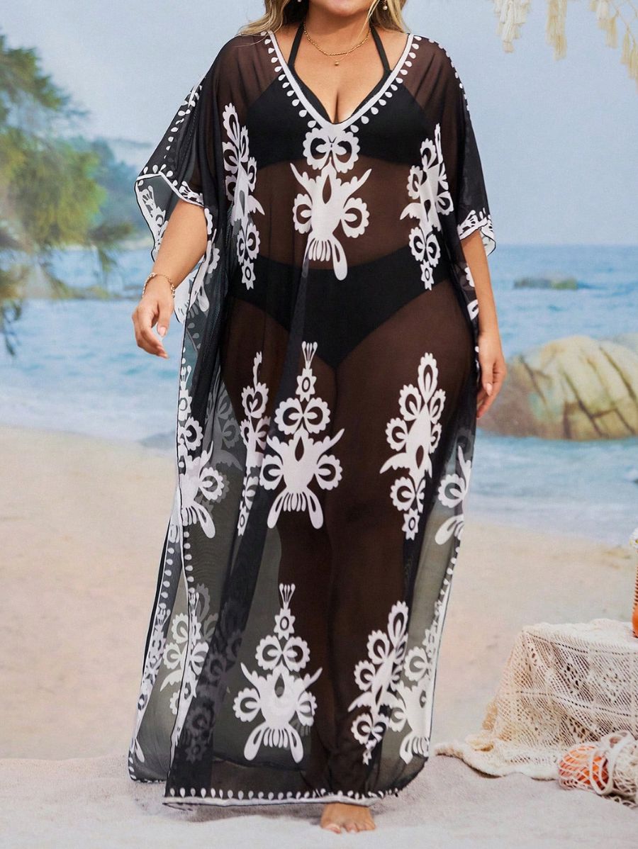 SALIDA DE PLAYA MAXI ESTAMPADA Salida de Playa Plus Size 25 Florebele 0XL 