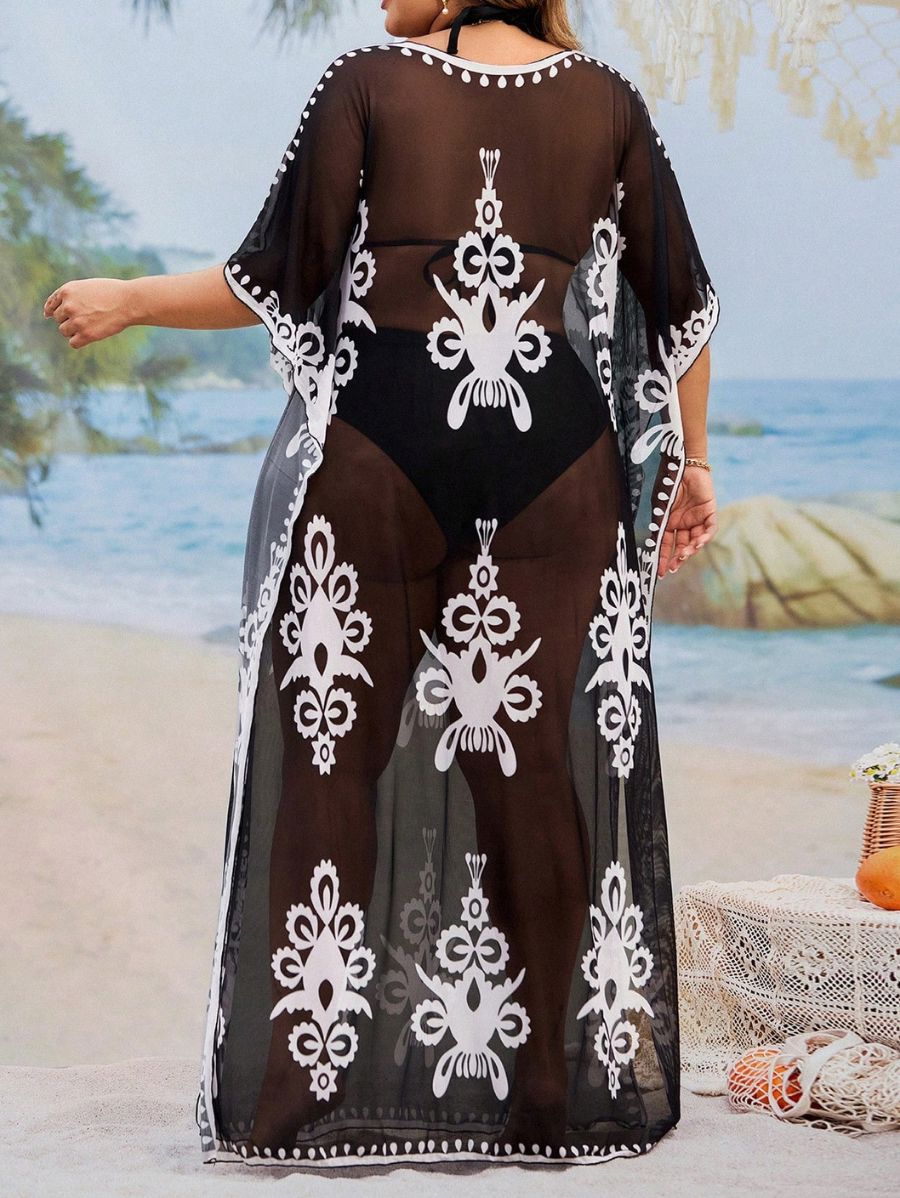 SALIDA DE PLAYA MAXI ESTAMPADA Salida de Playa Plus Size 25 Florebele 