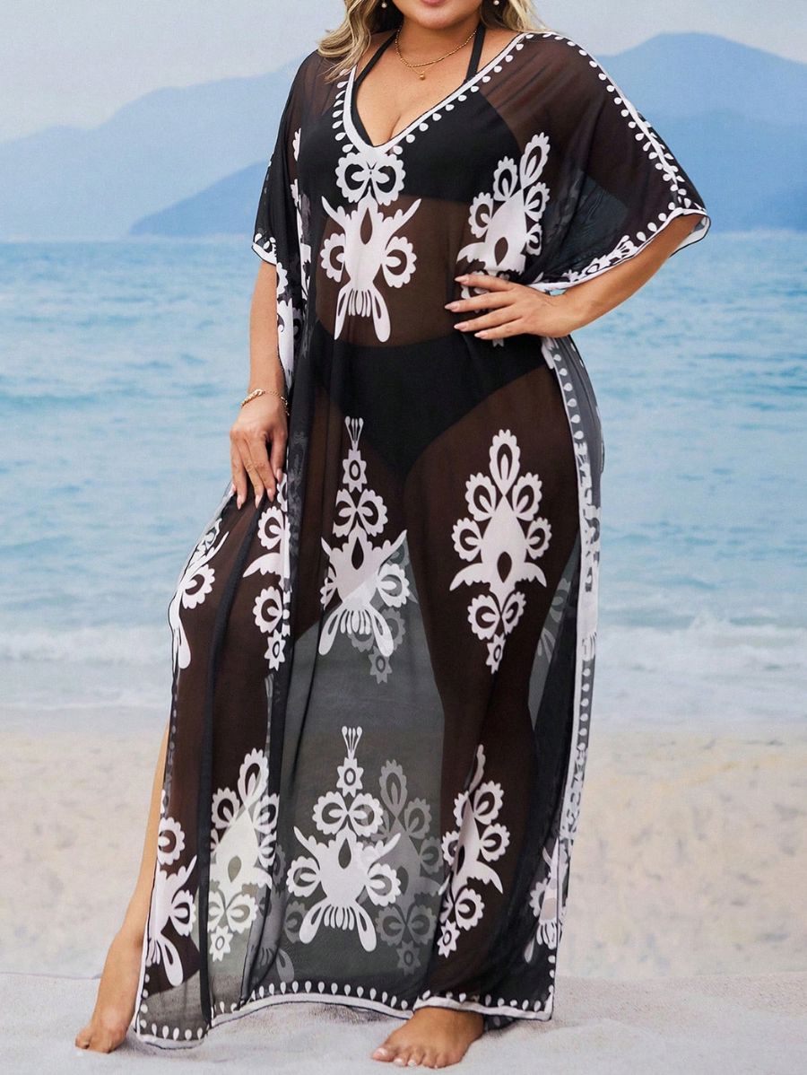 SALIDA DE PLAYA MAXI ESTAMPADA Salida de Playa Plus Size 25 Florebele 