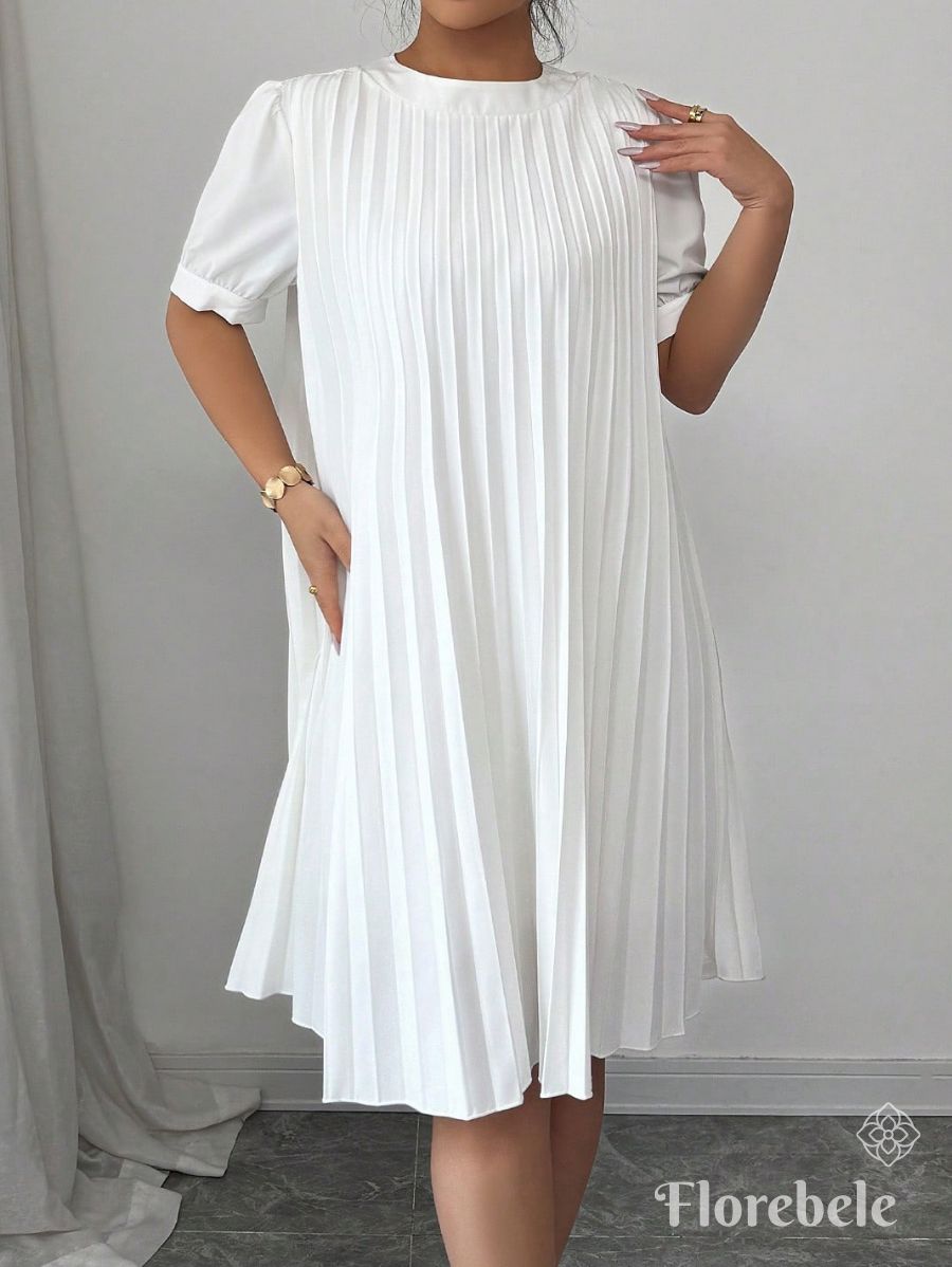 VESTDO CORTO PLISADO Vestido 10 Florebele Blanco S 