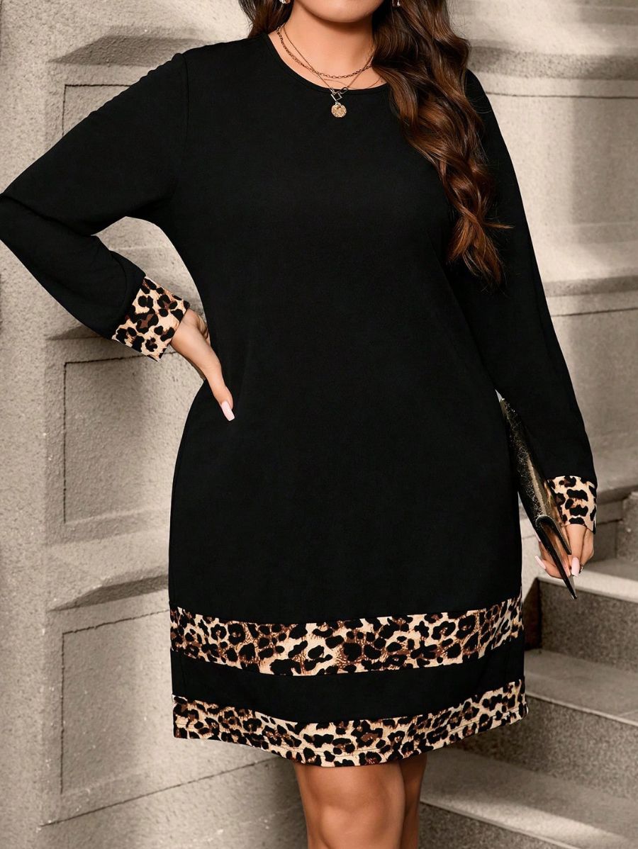 VESTIDO CON DETALLE LEOPARDO Vestido Plus Size 07 Florebele 0XL 