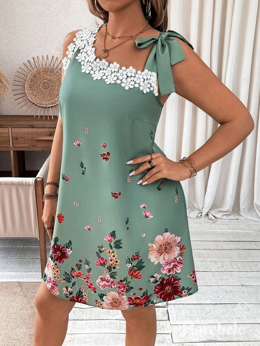 VESTIDO CON ENCAJE Y LAZO Vestido Plus Size 10 Florebele 