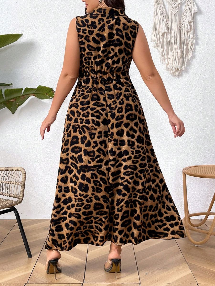 VESTIDO CON ESCOTE EN V LEOPARDO Vestido Plus Size 11 Florebele 