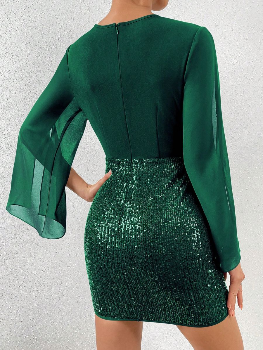 VESTIDO CON ESCOTE EN V Y LENTEJULAS Vestido 38 Florebele 