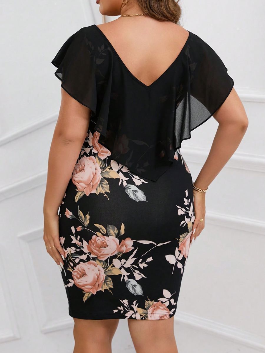 VESTIDO CON ESTAMPADO FLORAL Vestido Plus Size 05 Florebele 