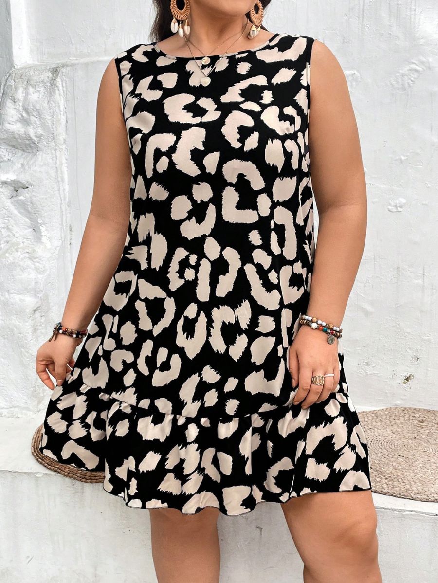 VESTIDO CON ESTAMPADO LEOPARDO CON LAZO Vestido Plus Size 02 Florebele 0XL 