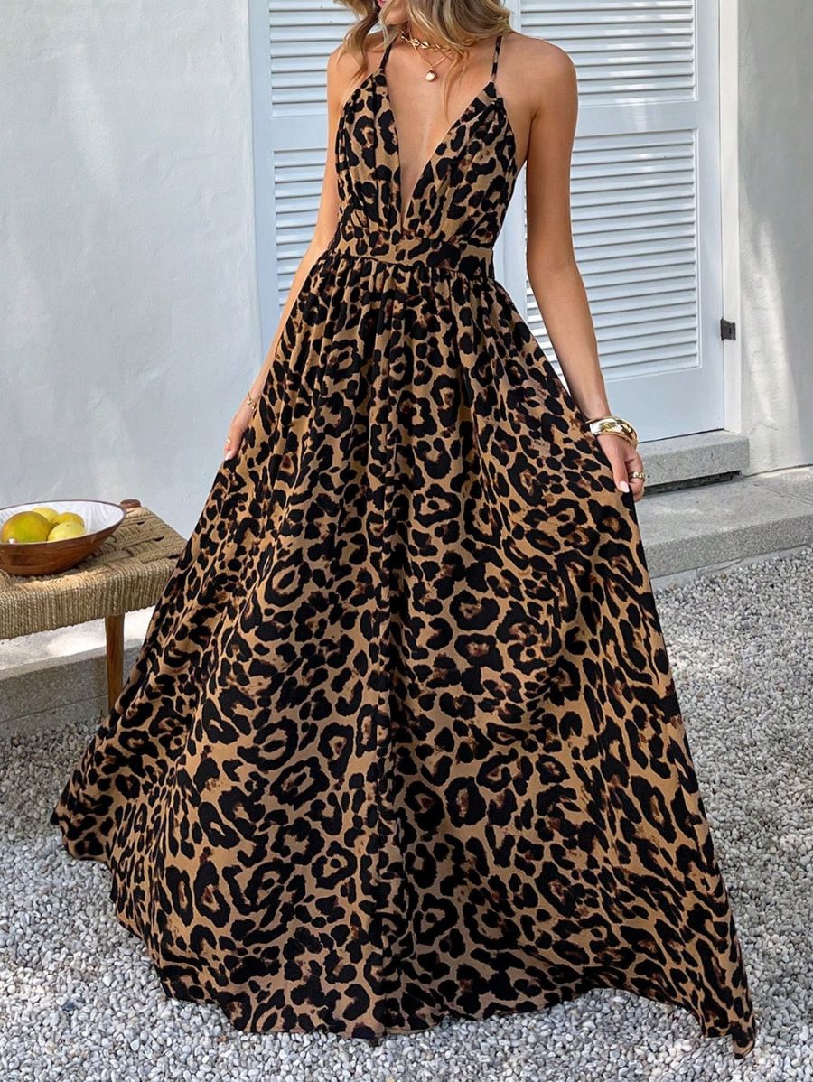 VESTIDO CON ESTAMPADO LEOPARDO LARGO Vestido 44 Florebele XS 