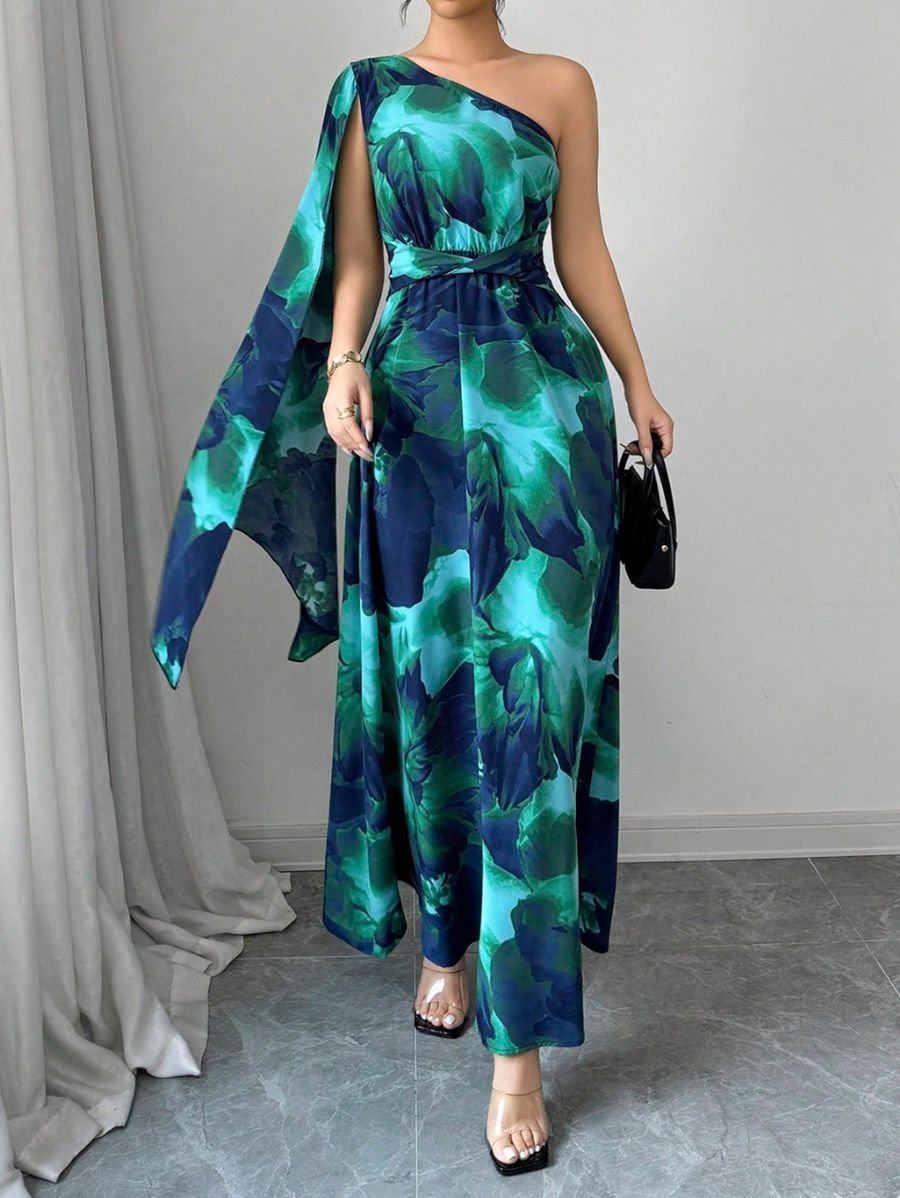 VESTIDO ESTAMPADO DE UN HOMBRO Vestido 27 Florebele 