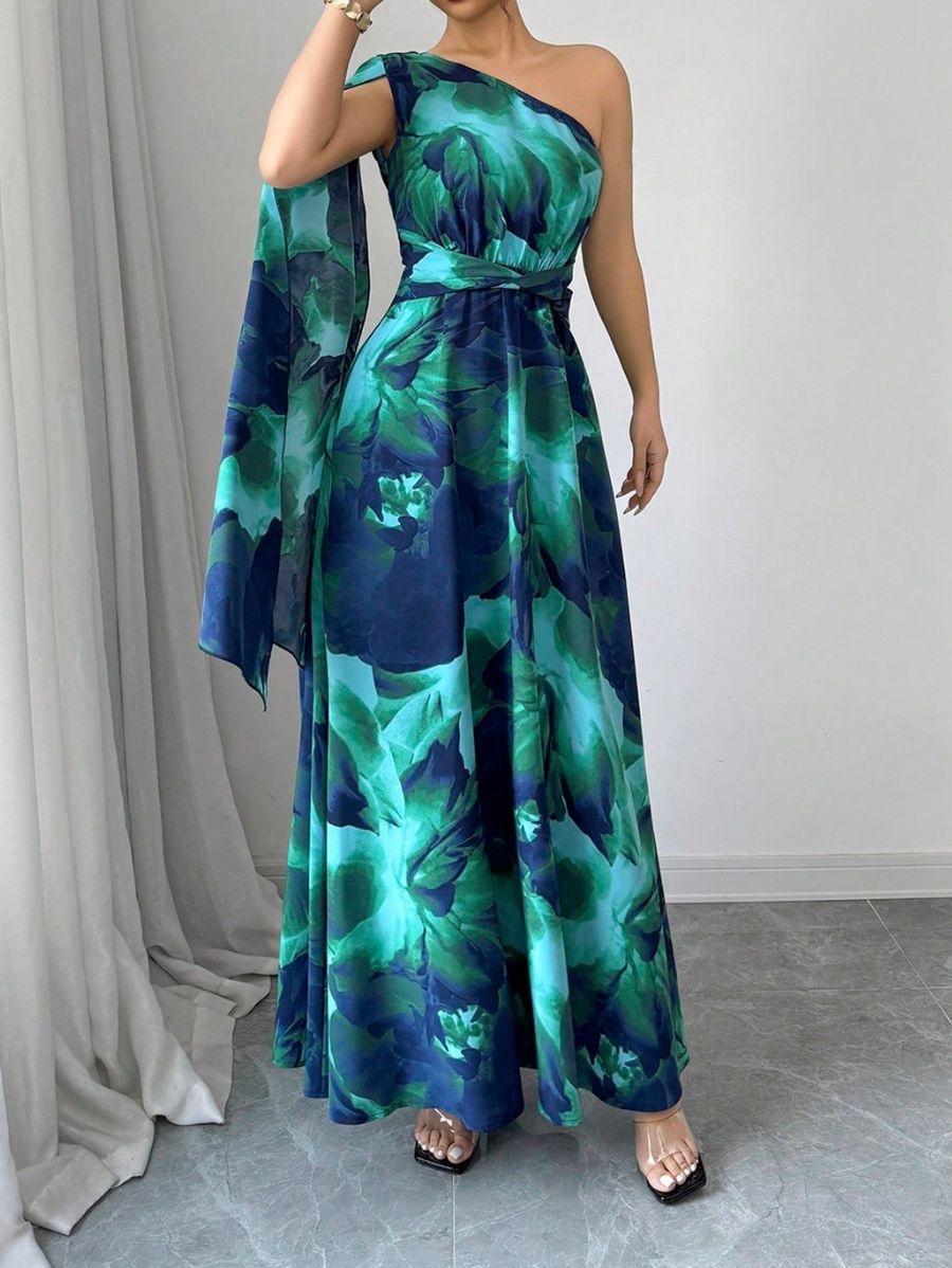 VESTIDO ESTAMPADO DE UN HOMBRO Vestido 27 Florebele 