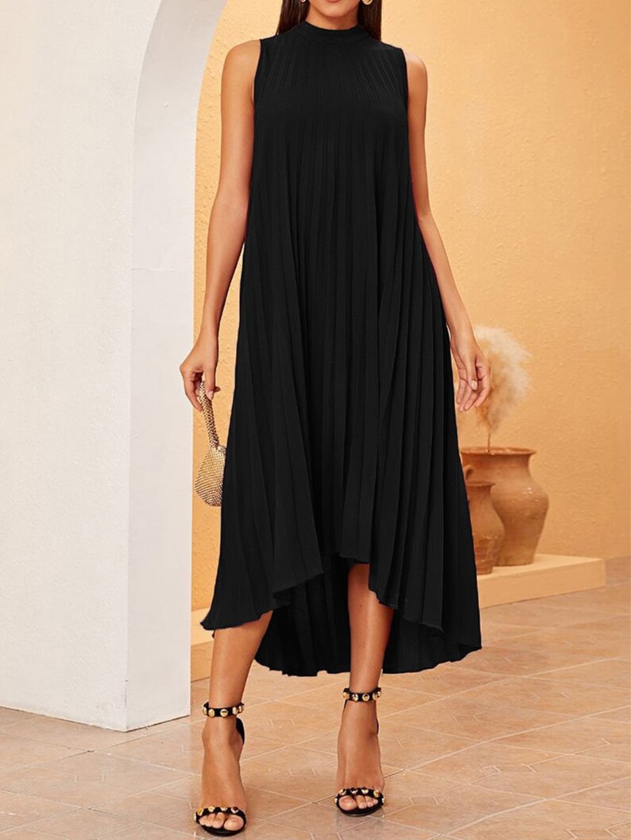 VESTIDO LARGO PLISADO Vestido 45 Florebele Negro XS 